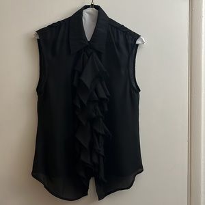 Aqua ruffle front button down top